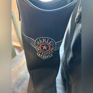 Harley-Davidson Black Leather Motorcycle Boots with White Insole Stamp